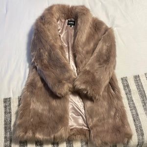 Express Dusty Pink Fur Coat